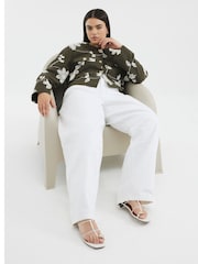 River Island Green Embroidered Collarless Jacket - Image 3 of 6