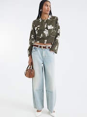 River Island Green Embroidered Collarless Jacket - Image 5 of 6