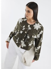 River Island Green Embroidered Collarless Jacket - Image 6 of 6