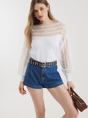 River Island White Lace Hybrid Blouses - Image 1 of 4