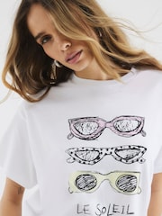 River Island White Sketch Sunglasses 100% Cotton T-Shirt - Image 2 of 3