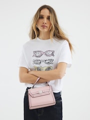 River Island White Sketch Sunglasses 100% Cotton T-Shirt - Image 3 of 3