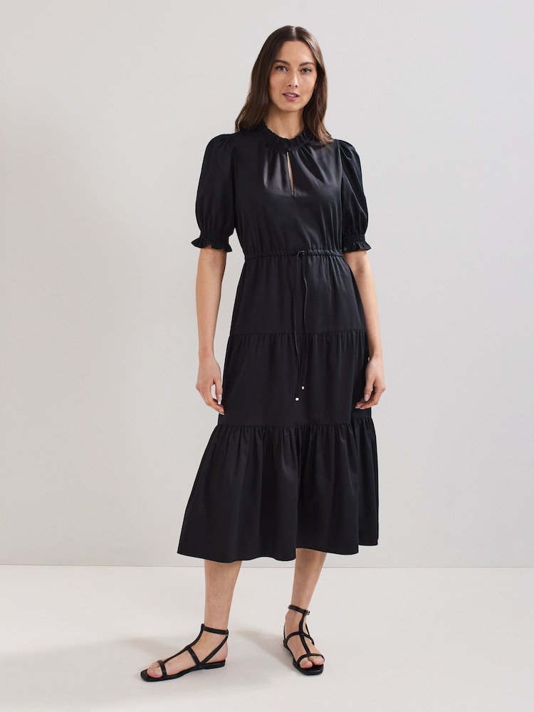 Phase Eight Black Jen 100% Cotton Midi Dress - Image 1 of 7