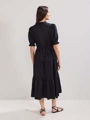 Phase Eight Black Jen 100% Cotton Midi Dress - Image 2 of 7