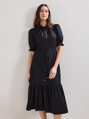 Phase Eight Black Jen 100% Cotton Midi Dress - Image 3 of 7