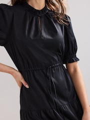 Phase Eight Black Jen 100% Cotton Midi Dress - Image 5 of 7