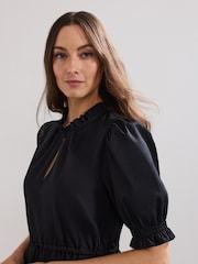 Phase Eight Black Jen 100% Cotton Midi Dress - Image 6 of 7