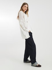 River Island Cream Cutwork Floral 100% Cotton Blouses - Image 2 of 3