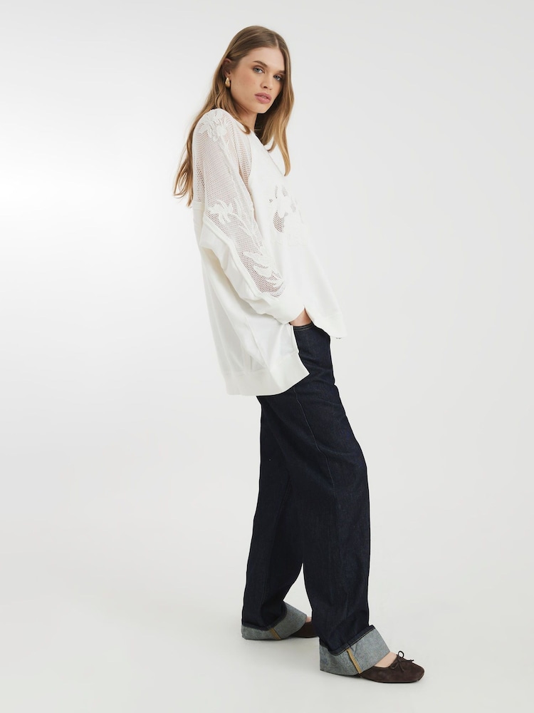 River Island Cream Cutwork Floral 100% Cotton Blouses - Image 2 of 3 River Island Cream Cutwork Floral 100% Cotton Blouses - Image 2 of 3