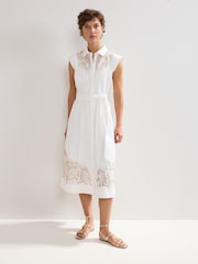 Phase Eight White Melana Shirt 100% Cotton Dress - Image 6 of 7