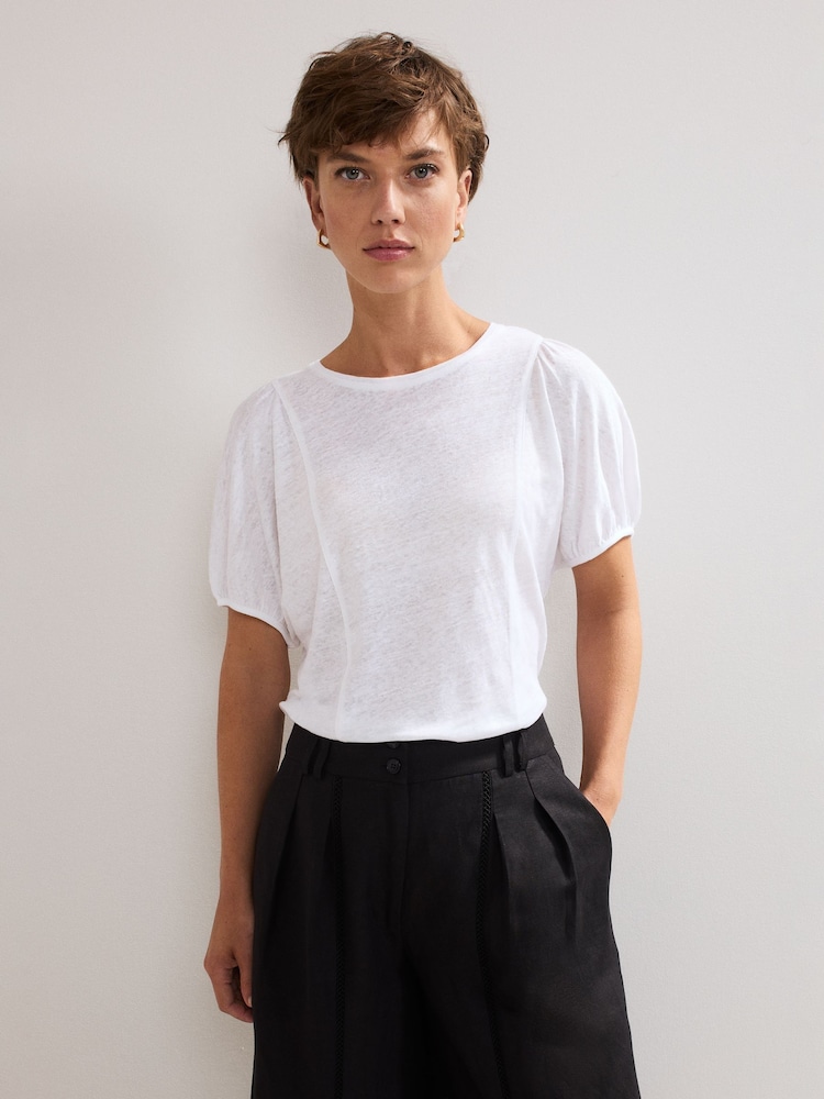 Phase Eight White Arabel 100% Linen Top - Image 1 of 7