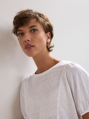 Phase Eight White Arabel 100% Linen Top - Image 4 of 7