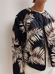 Phase Eight Black Kharis Print 100% Cotton Jacket - Image 4 of 7