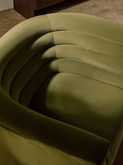 MADE.COM Olive Green Velvet Lineari Accent Chair - Image 2 of 5