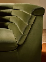 MADE.COM Olive Green Velvet Lineari Accent Chair - Image 3 of 5