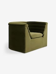 MADE.COM Olive Green Velvet Lineari Accent Chair - Image 4 of 5