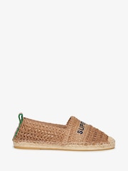 Superdry Nude Raffia Espadrille Embroidered Shoes - Image 1 of 7