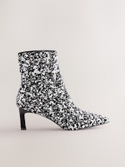 Black Forever Comfort® Sequin Embellished Heeled Ankle Boots - Image 1 of 5
