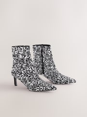 Black Forever Comfort® Sequin Embellished Heeled Ankle Boots - Image 2 of 5