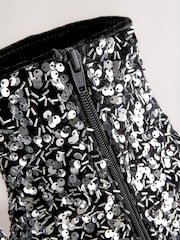 Black Forever Comfort® Sequin Embellished Heeled Ankle Boots - Image 4 of 5