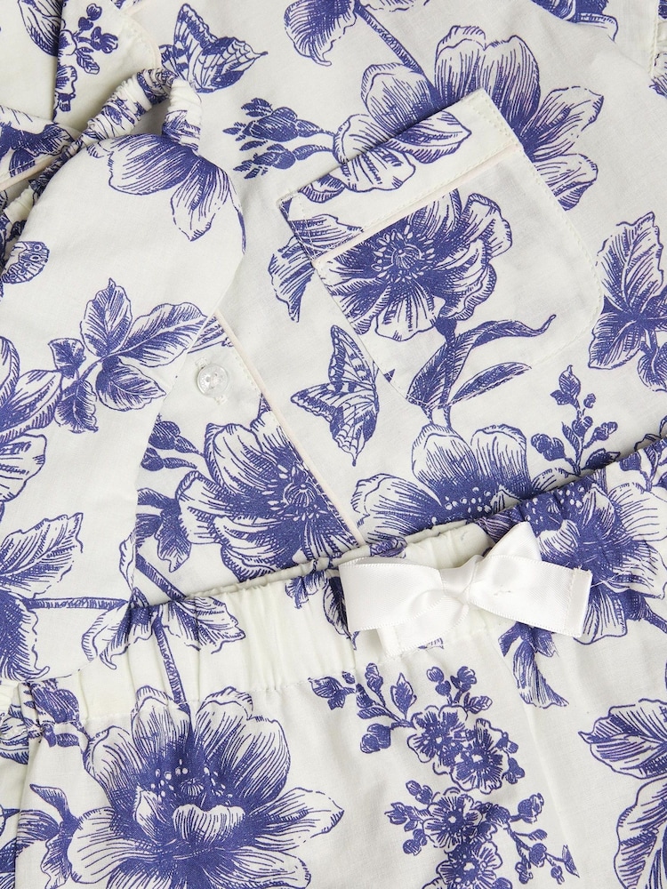 Monsoon Blue Floral Print 100% Cotton Pyjamas & Sleep Mask Set - Image 3 of 3 Monsoon Blue Floral Print 100% Cotton Pyjamas & Sleep Mask Set - Image 3 of 3