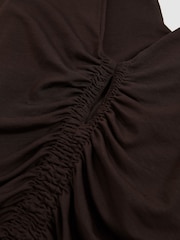 Reiss Chocolate Brown Vinny Stretch Lyocell Jersey Ruched Vest - Image 6 of 6