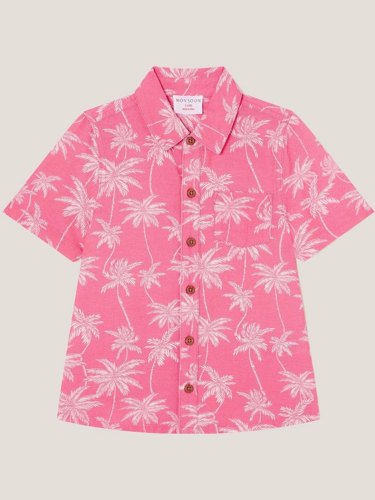 Monsoon Pink Palm Print Short Sleeve Shirt - Image 1 of 3