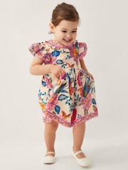 Monsoon Natural Baby Mini Me Aurelia Floral Print Dress - Image 1 of 3