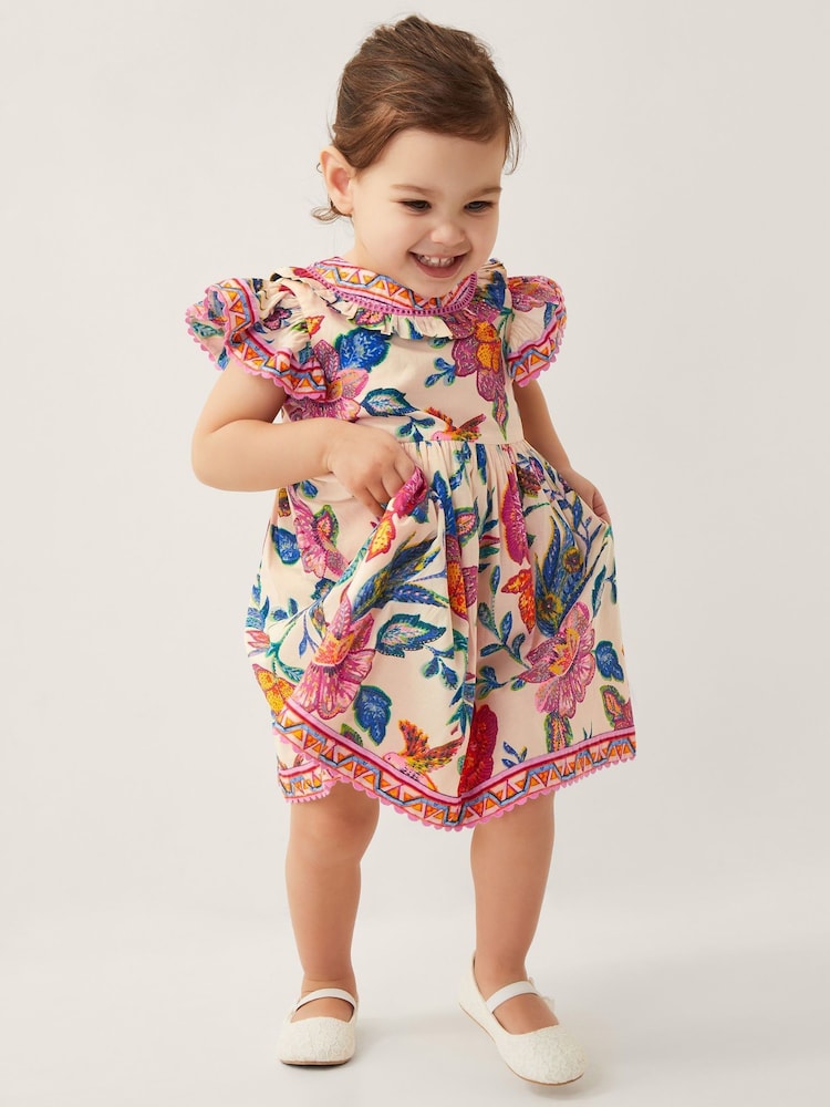Monsoon Natural Baby Mini Me Aurelia Floral Print Dress - Image 1 of 3