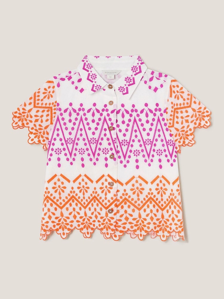 Monsoon Embroidered Short Sleeve 100% Cotton Shirt - Imagen 2 de 4