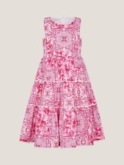 Monsoon Pink Tile Print Sleeveless 100% Cotton Dress - Image 2 of 3