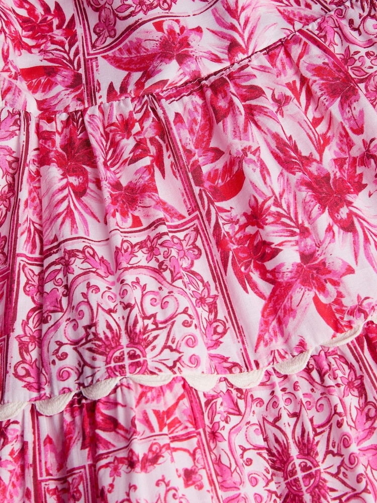 Monsoon Pink Tile Print Sleeveless 100% Cotton Dress - Image 3 of 3
