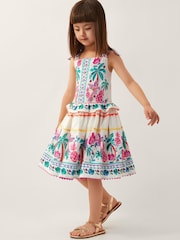 Monsoon Natural Tropical Print 100% Cotton Sundress - Image 1 of 4