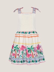 Monsoon Natural Tropical Print 100% Cotton Sundress - Image 3 of 4