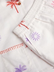 Monsoon White Palm Embroidered 100% Cotton Shirt & Shorts Set - Image 3 of 3
