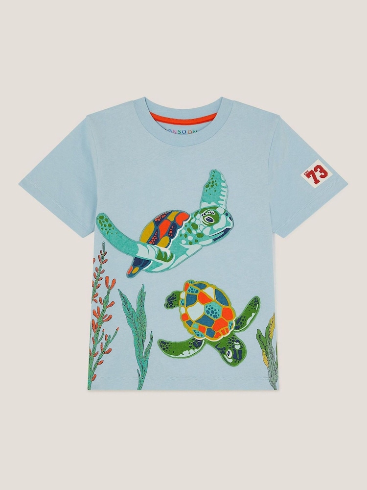 Monsoon Blue Turtle 100% Cotton T-Shirt - Image 1 of 3