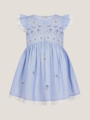 Monsoon Blue Baby Seashell Embroidered 100% Cotton Dress - Image 2 of 4