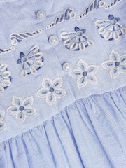 Monsoon Blue Baby Seashell Embroidered 100% Cotton Dress - Image 4 of 4