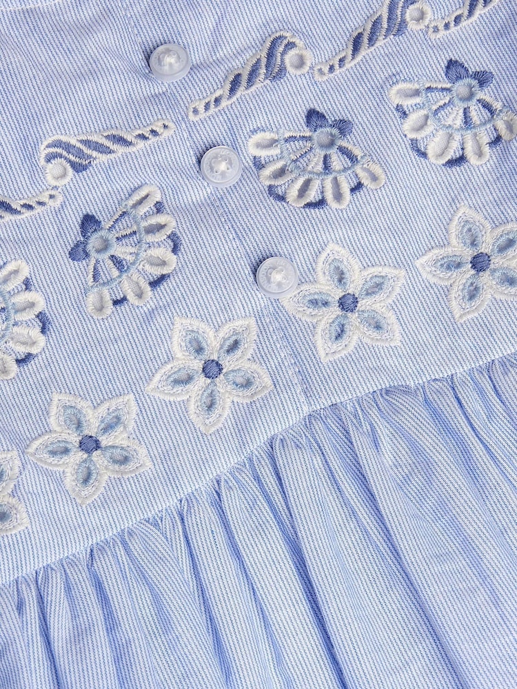 Monsoon Blue Baby Seashell Embroidered 100% Cotton Dress - Image 4 of 4 Monsoon Blue Baby Seashell Embroidered 100% Cotton Dress - Image 4 of 4