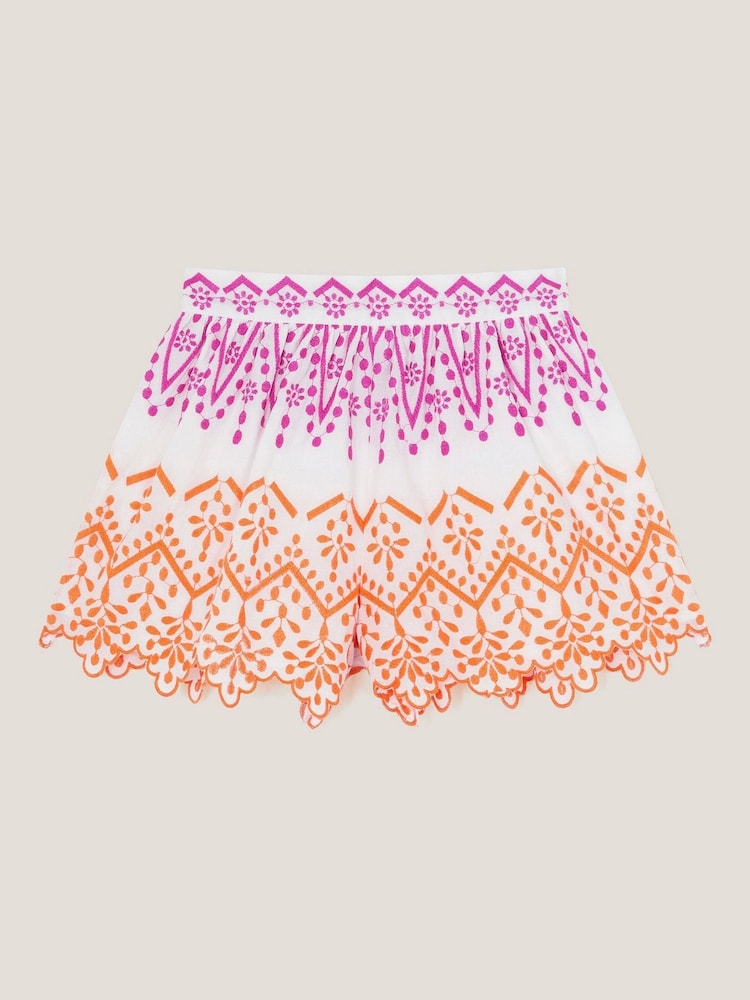 Monsoon White Embroidered Scallop 100% Cotton Shorts - Image 2 of 4