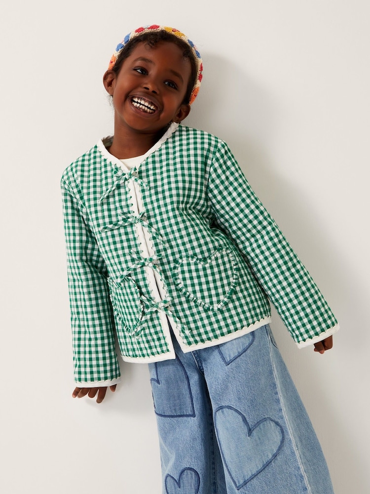 Monsoon Green Gingham Tie 100% Cotton Jacket - Image 1 of 4 Monsoon Green Gingham Tie 100% Cotton Jacket - Image 1 of 4