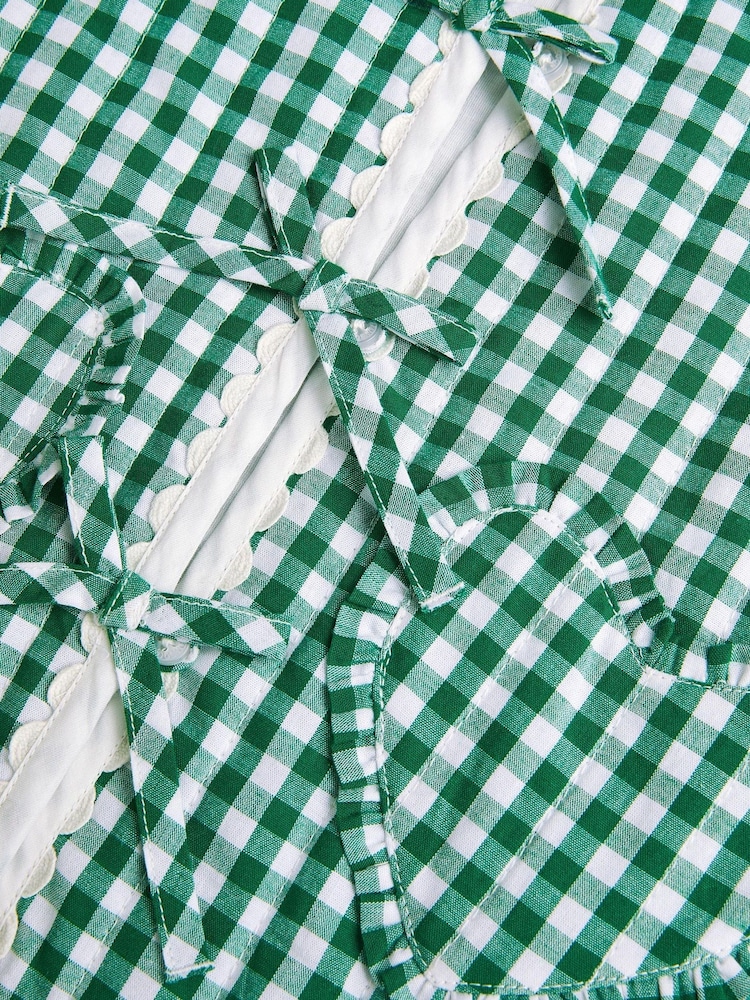Monsoon Green Gingham Tie 100% Cotton Jacket - Image 4 of 4 Monsoon Green Gingham Tie 100% Cotton Jacket - Image 4 of 4