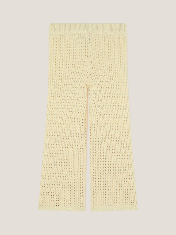 Monsoon Natural Embroidered Crochet Knit 100% Cotton Trousers - Image 1 of 3