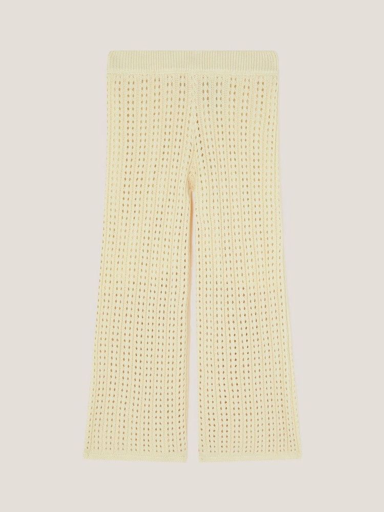 Monsoon Natural Embroidered Crochet Knit 100% Cotton Trousers - Image 2 of 3