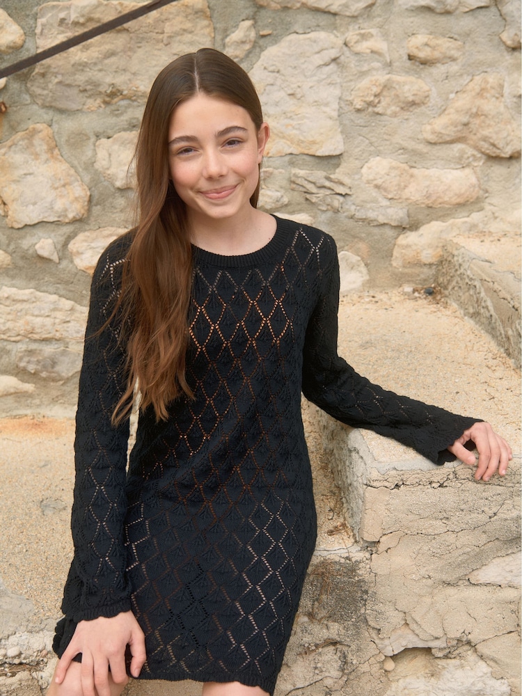 Monsoon Black 100% Cotton Knit Cover Up Dress - Image 1 of 4 Monsoon Black 100% Cotton Knit Cover Up Dress - Image 1 of 4