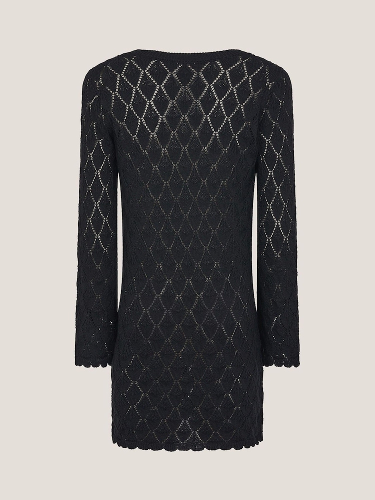 Monsoon Black 100% Cotton Knit Cover Up Dress - Image 2 of 3