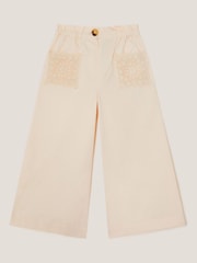 Monsoon Natural 100% Cotton Crochet Pocket Wide Leg Trousers - Image 1 of 2