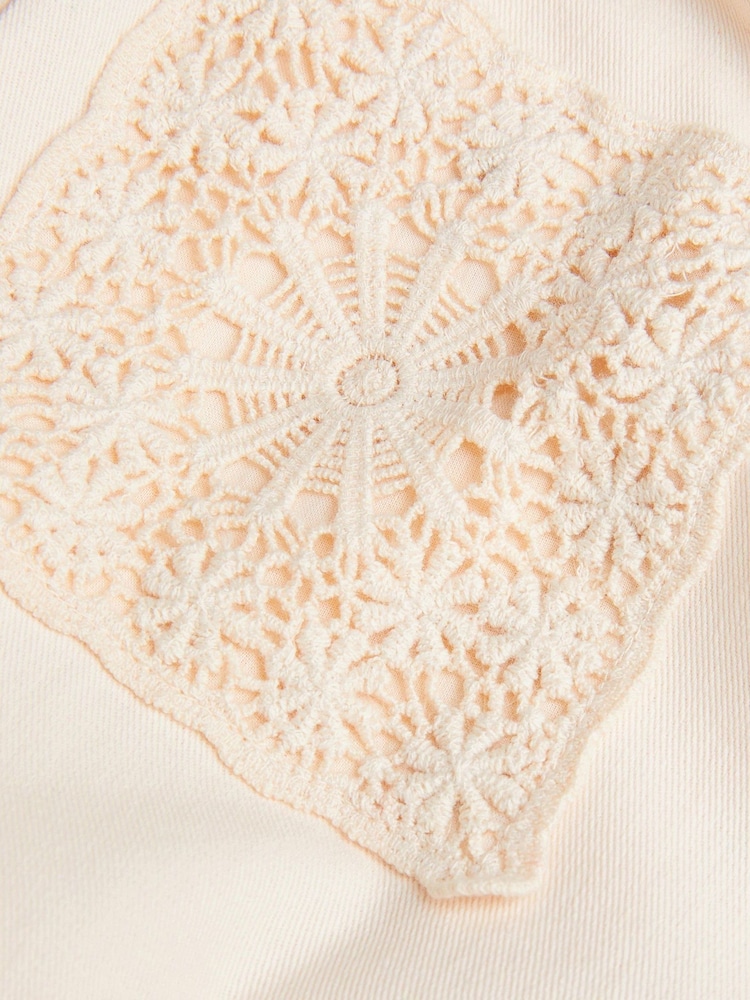 Monsoon Natural 100% Cotton Crochet Pocket Wide Leg Trousers - Image 2 of 2