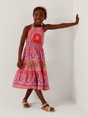 Monsoon Orange Heritage Print Halter 100% Cotton Dress - Image 1 of 4