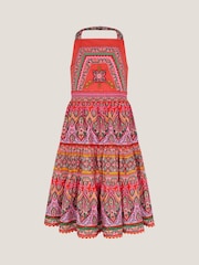 Monsoon Orange Heritage Print Halter 100% Cotton Dress - Image 2 of 4